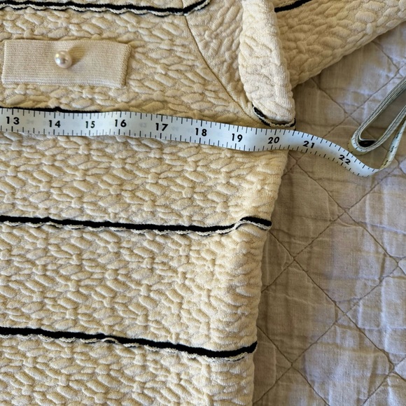 Sandro Cropped Jacket, Cream with Black Stripe and Pearl Buttons. Large. New. - Picture 13 of 15